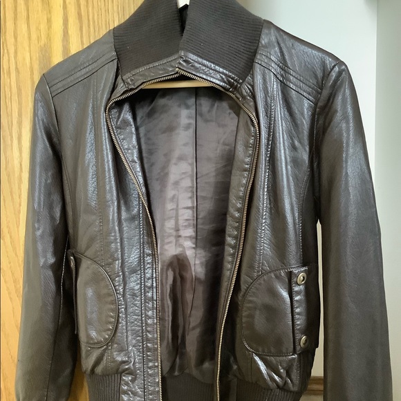 Ricki’s Pleather Bomber Jacket Chocolate - Picture 1 of 3